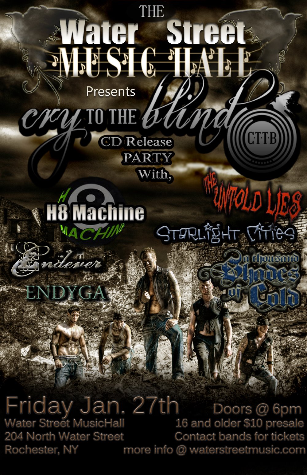 Cry To The Blind CD Release Party with Hate Machine, Endyga, Endever, The Untold Lies, Starlight Cities, and A Thousand Shades of Cold