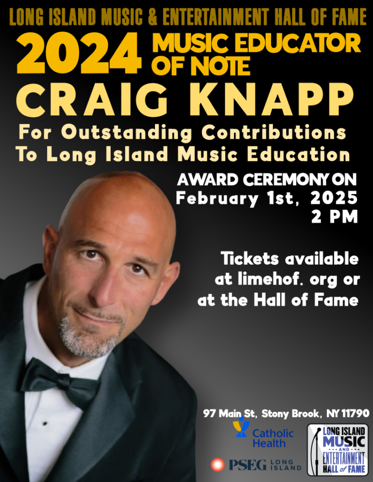 The official poster of the 2024 Music Educator of Note award ceremony, including a photo of awardee Craig Knapp