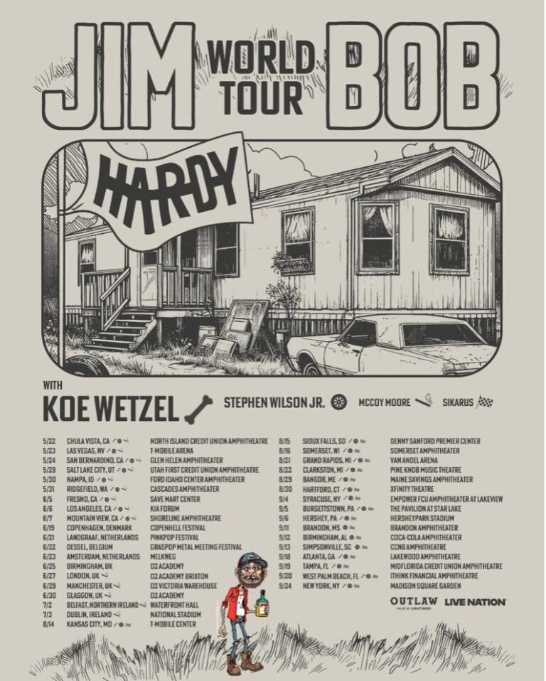 Official tour poster for the JIM BOB World Tour for singer HARDY.